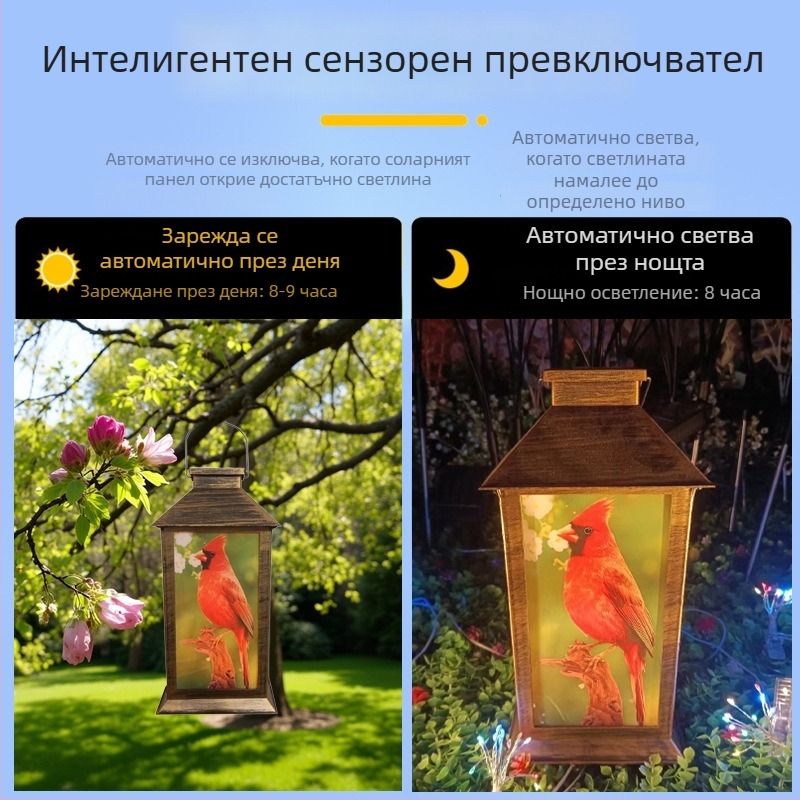 Соларен ретро фенер за двор с свещ, декоративен градински фенер за пейзаж, висящ