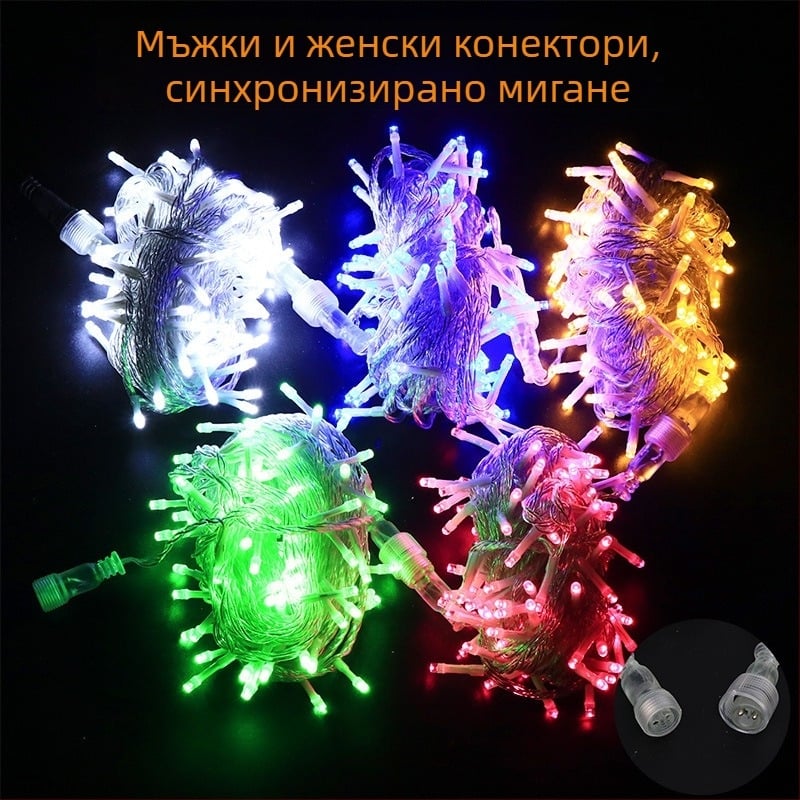 Влагозащитени LED нишки 24V, балоноподобни звездни светлини за коледна украса, ниско напрежение, USB захранване, мигащи