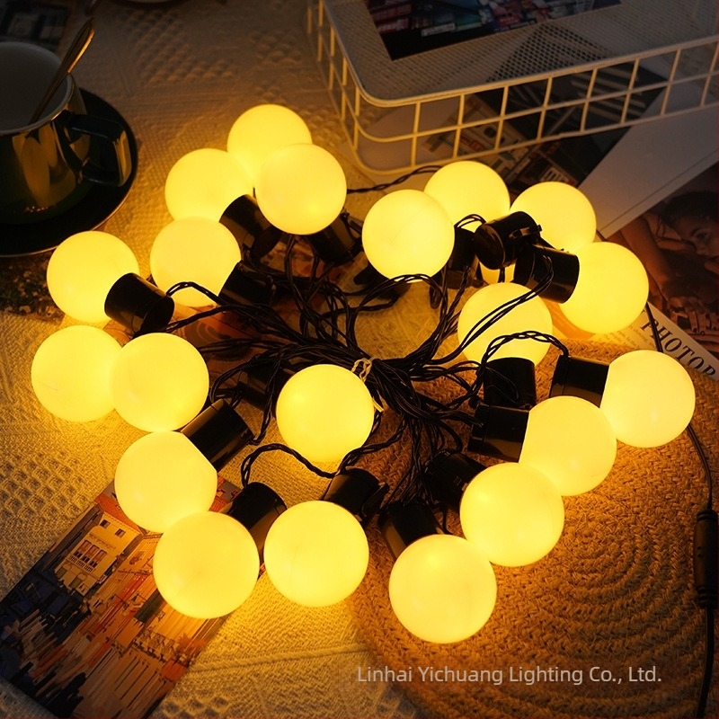 LED нишкови светлини с топчести крушки за външен къмпинг – слънчево захранване, декорация за шатра и сватба, захранване от електрическата мрежа