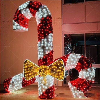 LED външна лампа със смола във форма на бонбонена пръчка за коледна украса и оформление на мола