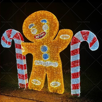 LED външна лампа със смола във форма на бонбонена пръчка за коледна украса и оформление на мола