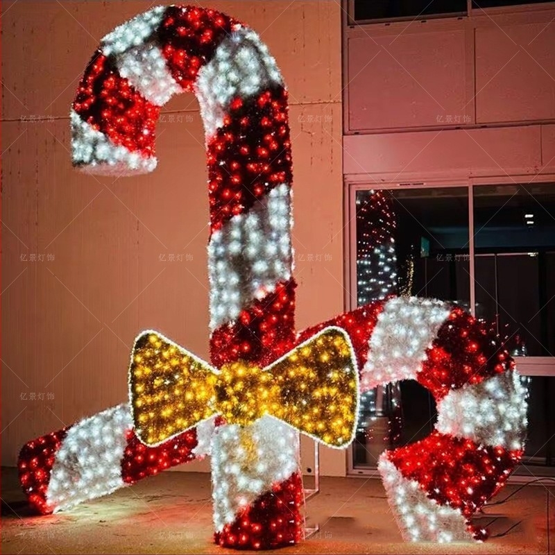 LED външна лампа със смола във форма на бонбонена пръчка за коледна украса и оформление на мола