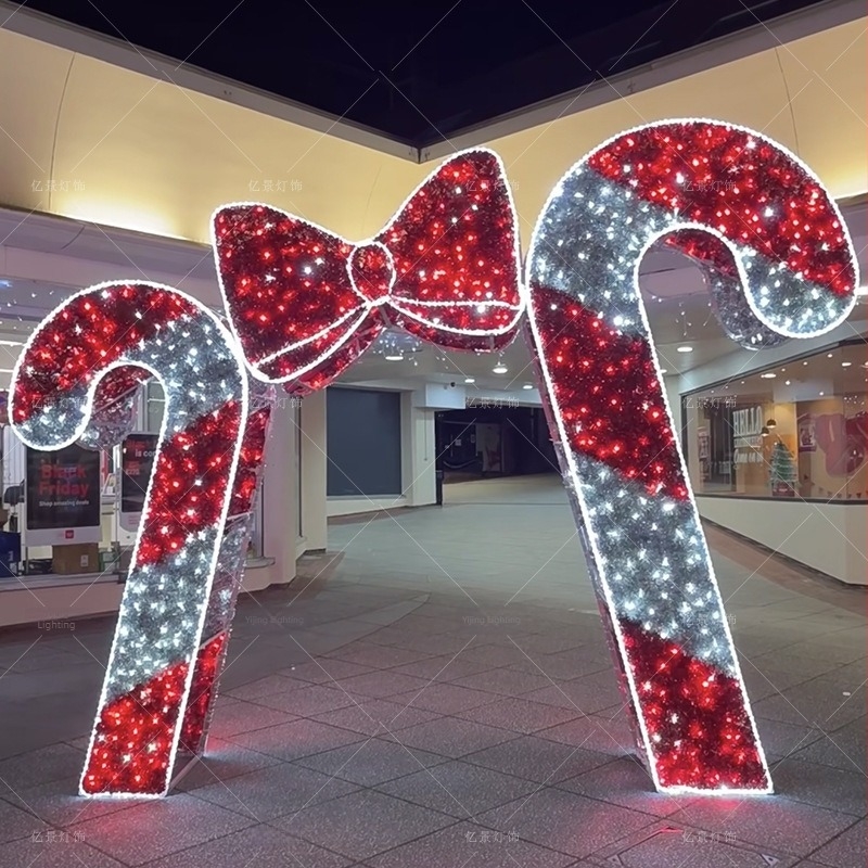 LED външна лампа със смола във форма на бонбонена пръчка за коледна украса и оформление на мола
