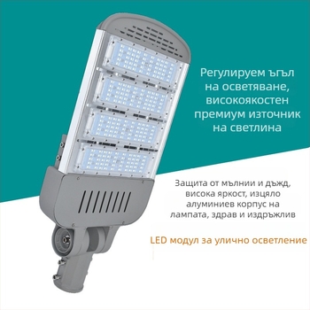 LED улично осветление инженерно ниво, алуминиево тяло, здрав IP65, 90W, 21000 lm, 3000–6000K, CRI 75, за градско улично осветление и модернизация на селските райони