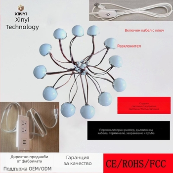 LED комплект крушки, 10 лампи за осветление пред огледало за грим, USB скрито захранване, US стандартен щепсел