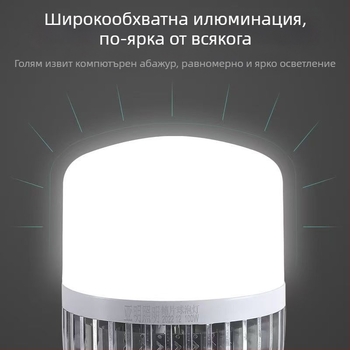 LED крушка, енергоспестяваща, E27 база, за дом, работилница и фабрика; висока яркост 6000 lm, CRI 90–100, алуминиево тяло, PC абажур, серия Bubble, 2835 диоди, не е димерна, 220 V, IP30, живот 3 години