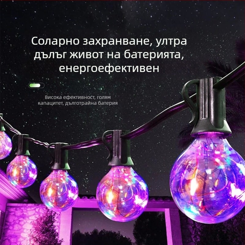 G40 цветни сферични лампички за външен двор, водоустойчиви, декорация за сватби, къмпинг и Коледа