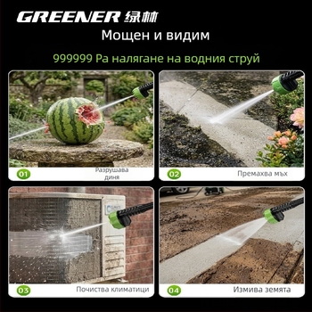 Безжична водоструйка с високо налягане за дома — преносим пистолет за миене на автомобили и градински чистки, мощно почистване