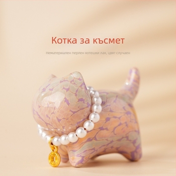 Цветна лакирана котка късмет, дървена манеки-неко декоративна фигура за маса и висулка за чанта, мил подарък