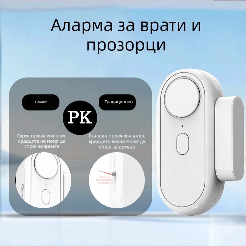 Безжична аларма за врати и прозорци за домашна сигурност, напомняне за затваряне на вратата, силна звукова аларма с магнитен датчик