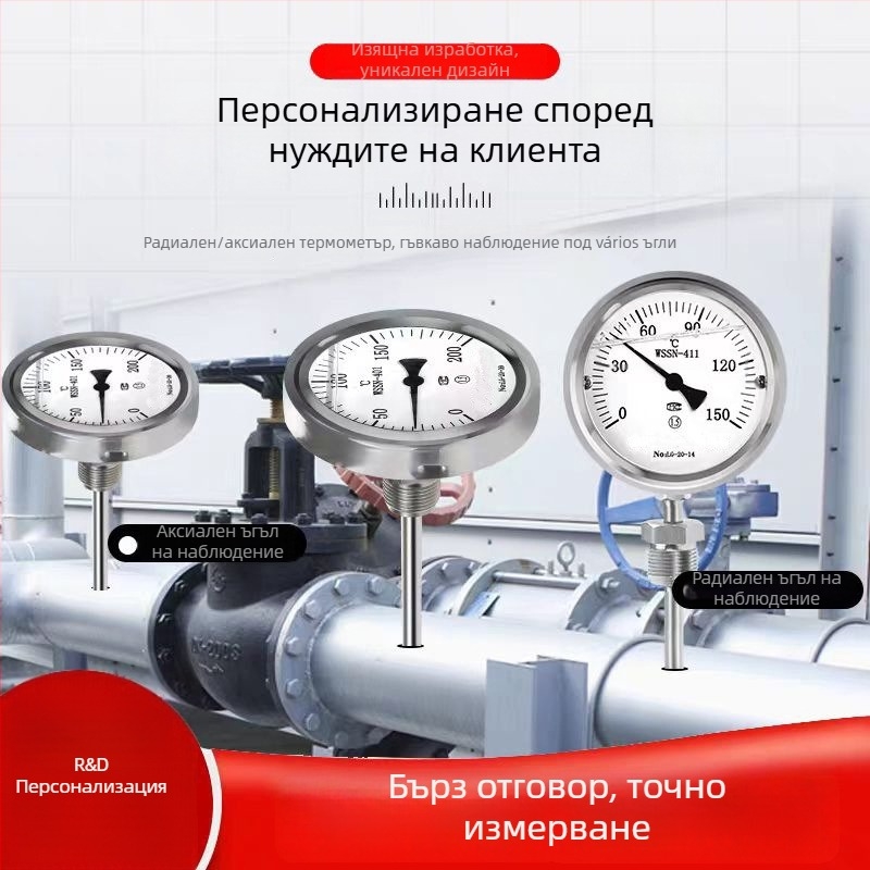WSSN-411 Неръждаема стомана, ударо-устойчив и устойчив на корозия високотемпературен биметален термометър с индикатор за котли