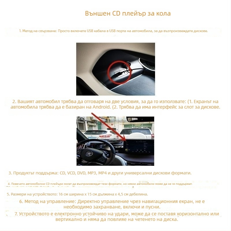 Автомобилен външен CD плеър и преносим DVD плеър