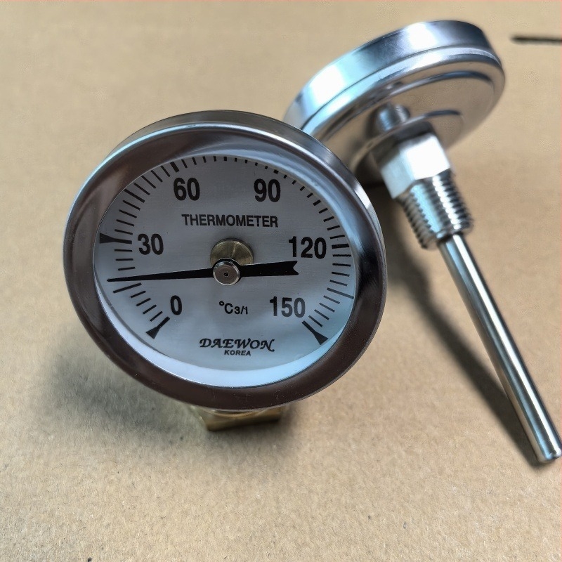 Биметален термометър, осев тип, 150°C, G1/4, NPT 1/2, воден термометър