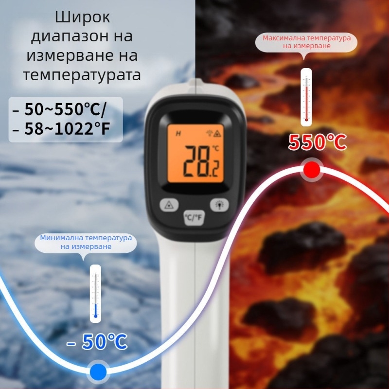 Snaiko SK-550B инфрачервен термометър — високопрецизен измервател на температурата на масло за печене, вода, кухня и индустриална употреба