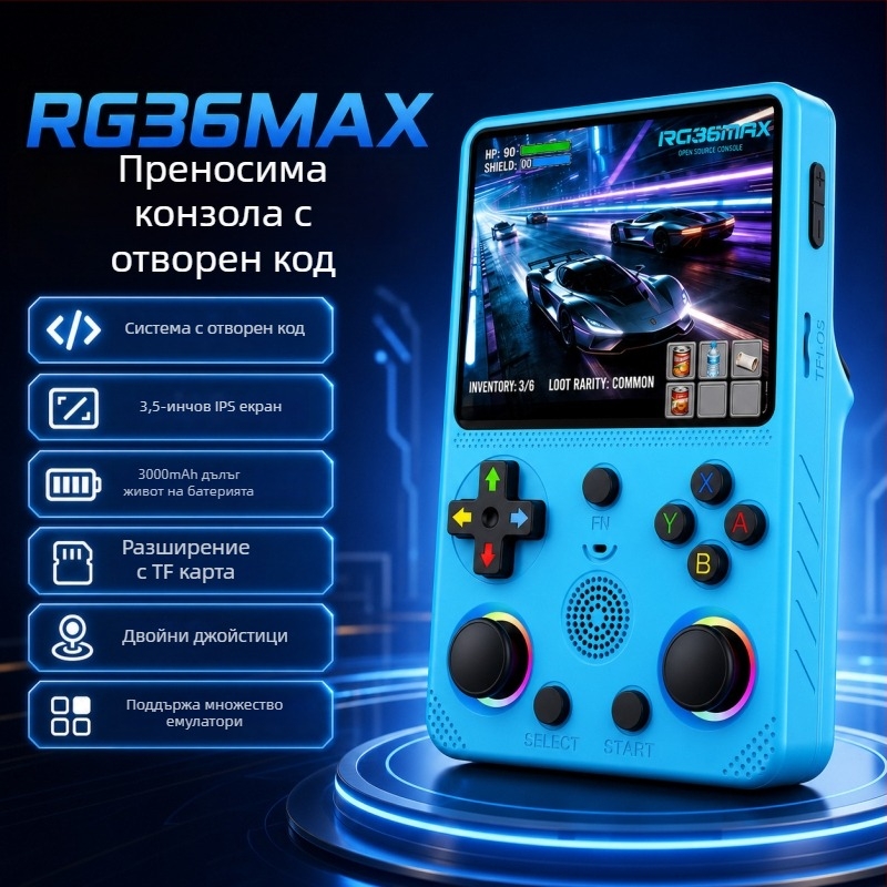 RG36Max портативна конзола с отворен код, ретро стил, HD екран