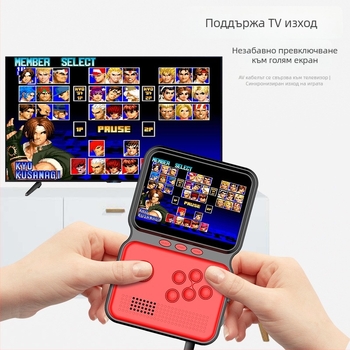 Преносима 16-битова конзола за игри с 5 емулатора и джойстик, носталгичен аркаден стил