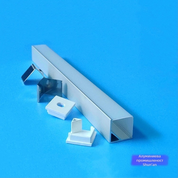 LED повърхностно монтирана линейна лампа 1616V V-образен тип, алуминиев канал комплект за шкаф, алуминиев профилен корпус, L-образен PC капак