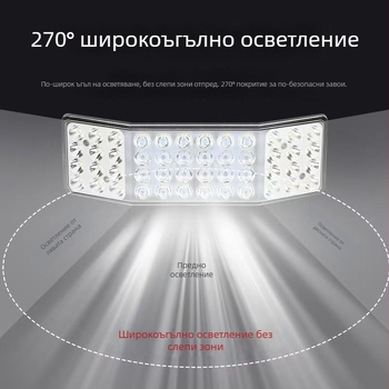 LED прожектор от три страни, 12V–24V, силно дифузно осветление за комбайни, камиони и земеделска/инженерна техника