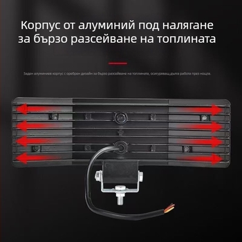 LED прожектор от три страни, 12V–24V, силно дифузно осветление за комбайни, камиони и земеделска/инженерна техника
