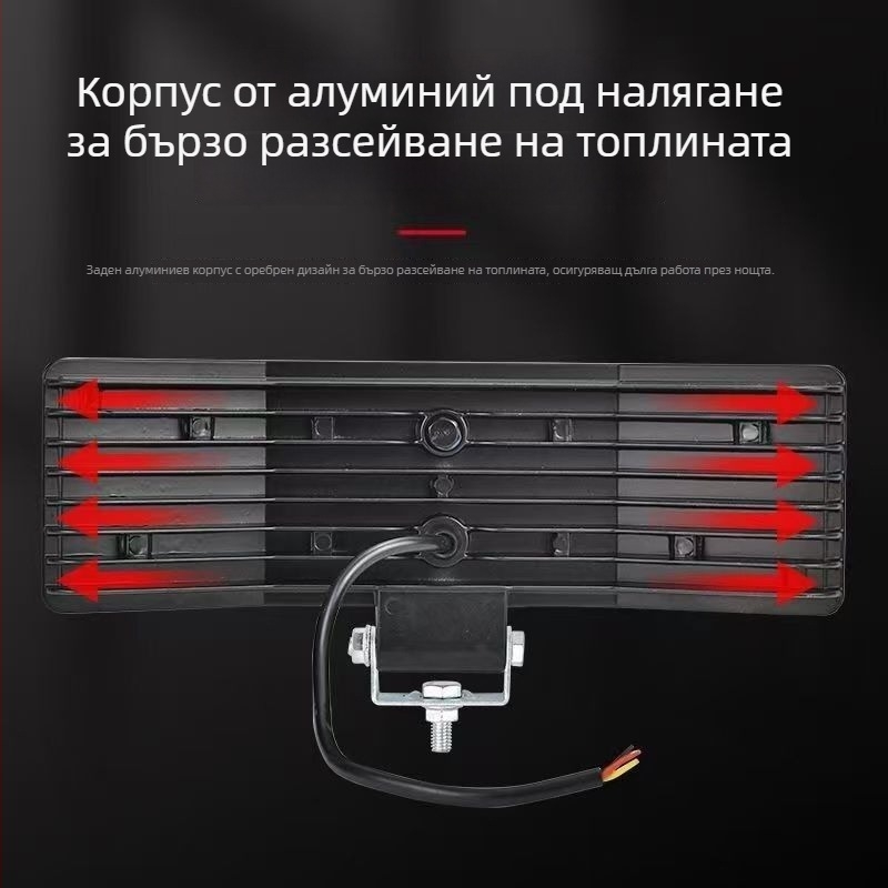 LED прожектор от три страни, 12V–24V, силно дифузно осветление за комбайни, камиони и земеделска/инженерна техника