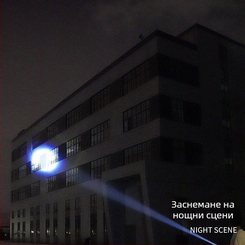 Зареждащ се LED фенер с дълъг обхват, мултифункционален, бял лазерен LED за открито