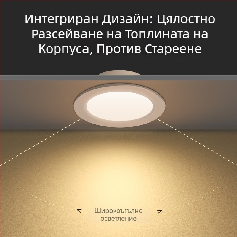 Ултратънък LED вградена таванна светлина с 75 мм отвор, 6-инчов размер, дневна стая, комерсиално осветление