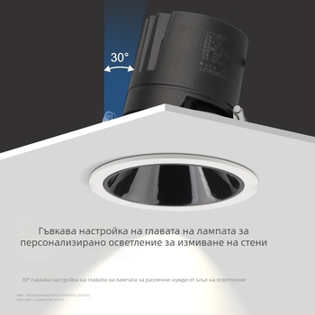 LED стена-измиваща светлина - вградено таванно осветление за дома и хотели, висок клас, антиотразяваща, алуминиево тяло, COB LED