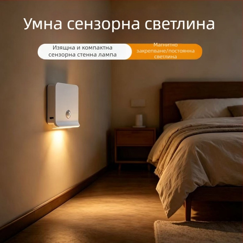 LED умна нощна лампа с датчик за движение за спалня, гардероб и коридор, защита на очите