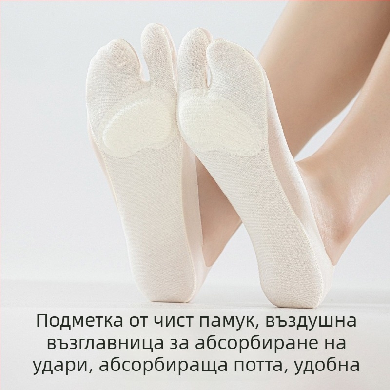 Чорапи със разделени пръсти за жени – летни тънки къси, невидими, антихлъзгащи, дишащи памучни подметки