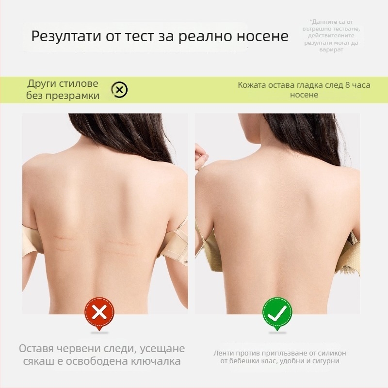 Без презрамки дамски сутиен, антихлъзгащ се, повдигащ за малък бюст, невидим безшевен модел, оформя бюст и гръб