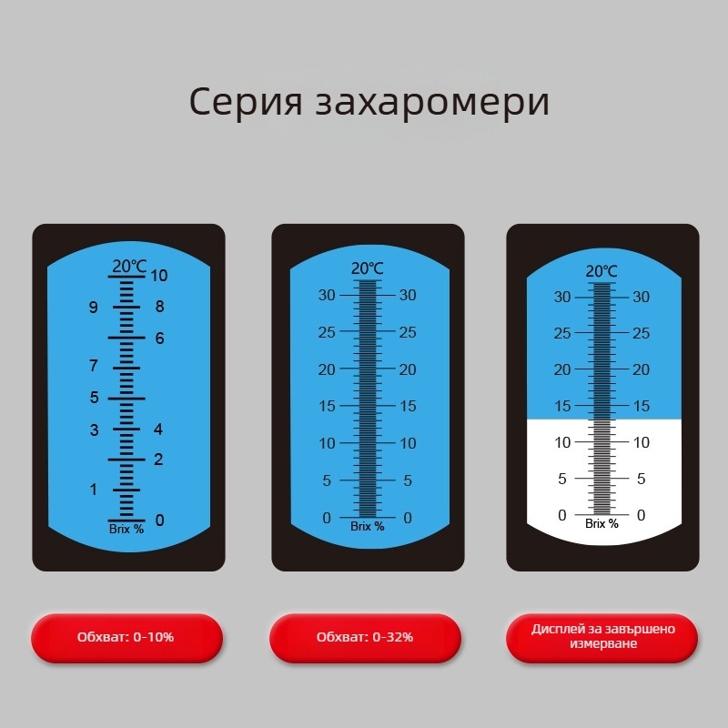 Ръчен рефрактометр за съдържание на захар и соленост; преносим тестер за сладост на сокове