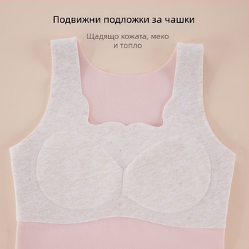Есенно-зимна найлонова жилетка за момичета с качулка, топла базова дреха и защита на корема