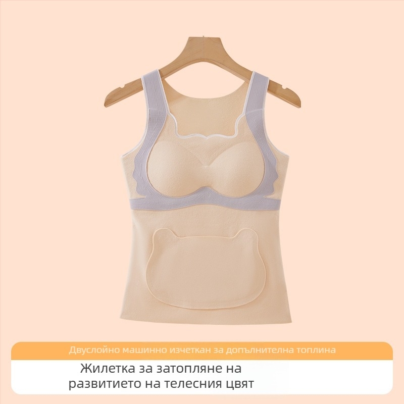 Есенно-зимна найлонова жилетка за момичета с качулка, топла базова дреха и защита на корема