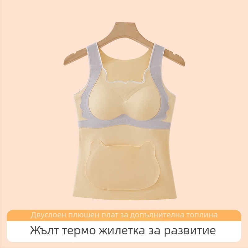 Есенно-зимна найлонова жилетка за момичета с качулка, топла базова дреха и защита на корема