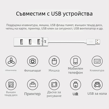 USB 2.0 хъб с 4 порта, мултиинтерфейс USB разширител, 1 към 4 разделител