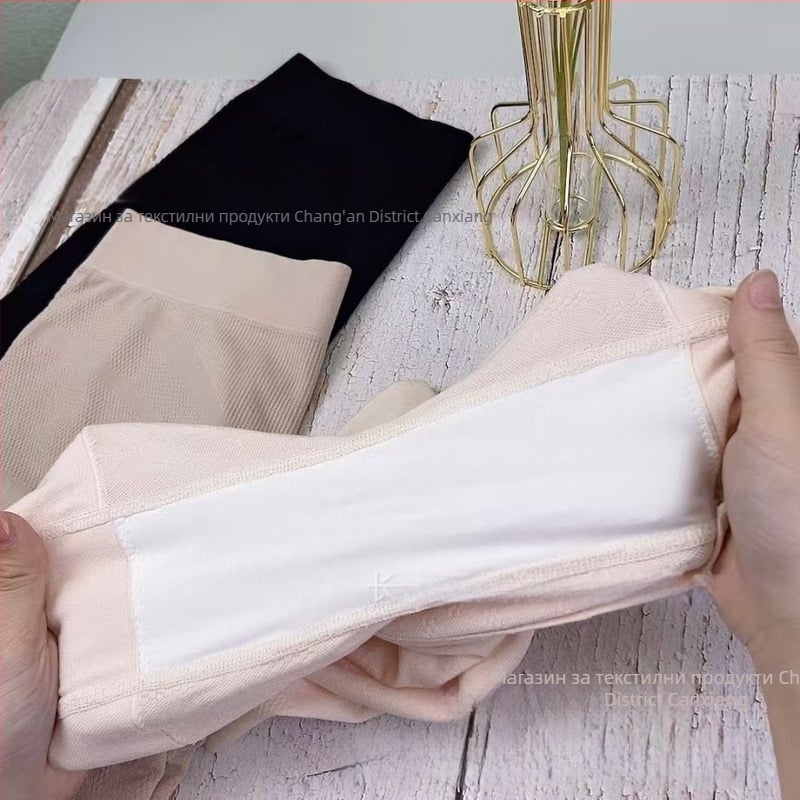 Plus-size дамски безопасни шорти с висока талия, безшевни, тънки и супер еластични, стягащи корема и повдигащи дупето, 3/4 дължина.