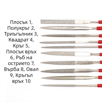 Комплект плоски диамантени файлове с електропокритие за оформяне — различни форми