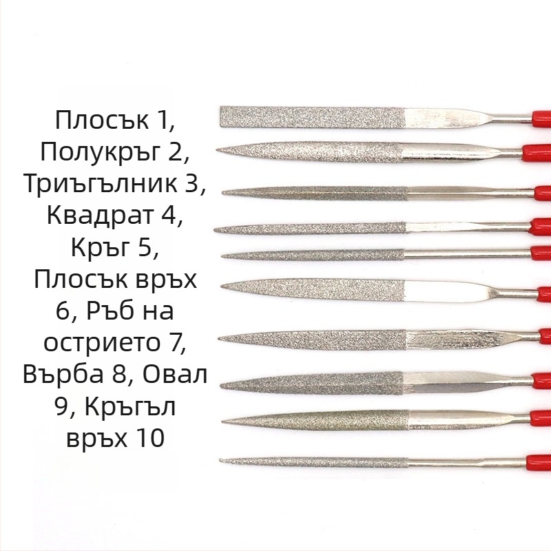 Комплект плоски диамантени файлове с електропокритие за оформяне — различни форми
