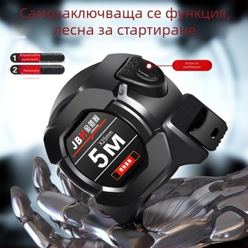 Флуоресцентен стоманен рулетка с гумирано покритие, високо прецизно лазерно маркиране, черно-златна кутия, 5 м, издръжлив измервателен инструмент за височина