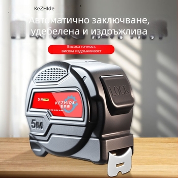 Самозаключваща се рулетка за измерване 3–10 м, стоманена конструкция, удароустойчива, здрава, по-широк и по-дебел корпус, висока прецизност.