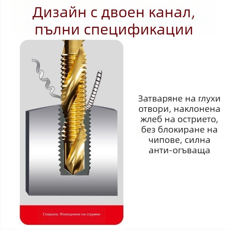 Комплект три в едно за пробиване и резба от високоскоростна стомана с шестостранна цанга