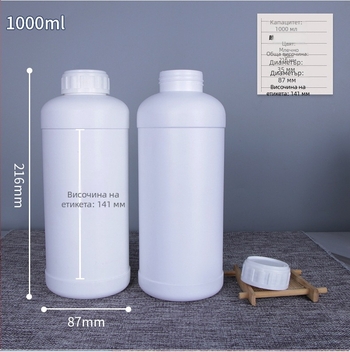 Удебелена 1000 ml HDPE пластмасова бутилка за реактиви и проби