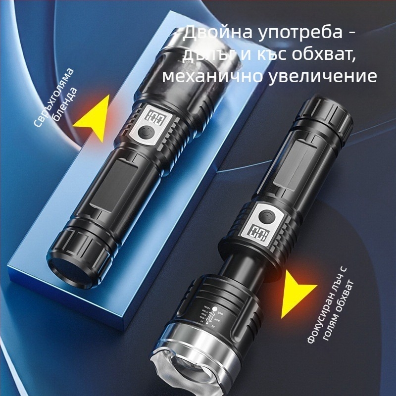 YEBU преносим LED фенер с бял лазерен лъч, силен светлинен лъч и дълъг обсег, презареждаем, подходящ за къмпинг и туризъм.