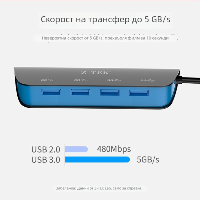 Z-TEK USB 3.0 4-портов хъб ZY374