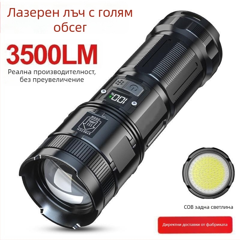 P90 USB презареждаем фенер за къмпинг с дълъг обхват, мултифункционално зумиране и висока мощност