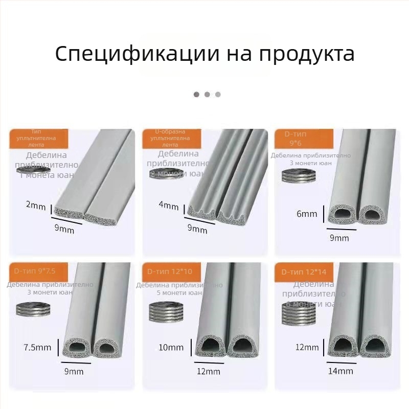 Самозалепваща уплътняваща лента за врати и прозорци, уплътнение за долния ръб на вратата, против кражба, шумоизолационна гума