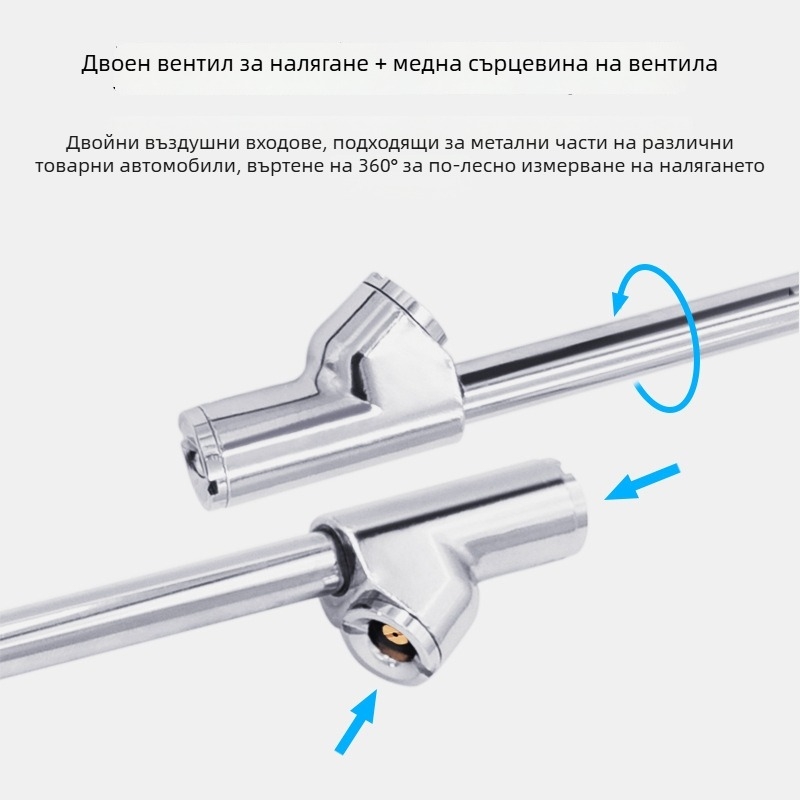 Дигитален манометр за налягането в гумите с подсветено LCD, двуглав дисплей за товарни автомобили
