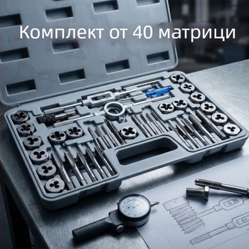 40-частен комплект Tap and Die, метрични ръчни инструменти за резба, въглеродна стомана за ремонт на резби