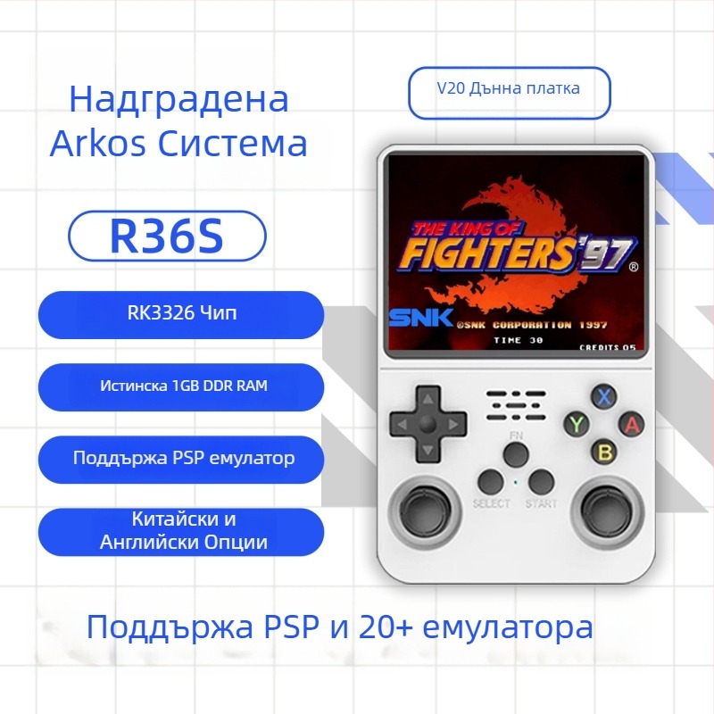 R36S преносима игрова конзола с материнска платка V20, PSP емулатор, носталгичен ретро дизайн, 64GB