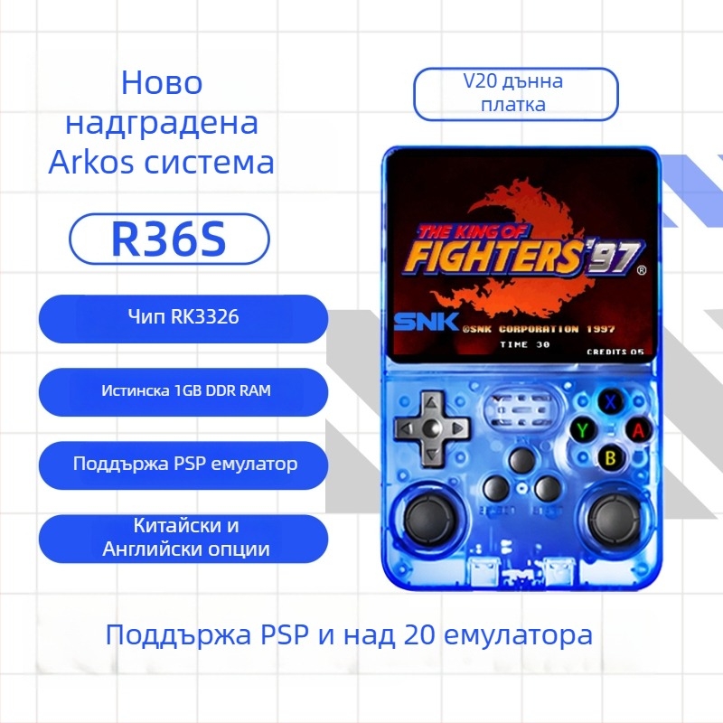R36S преносима игрова конзола с материнска платка V20, PSP емулатор, носталгичен ретро дизайн, 64GB